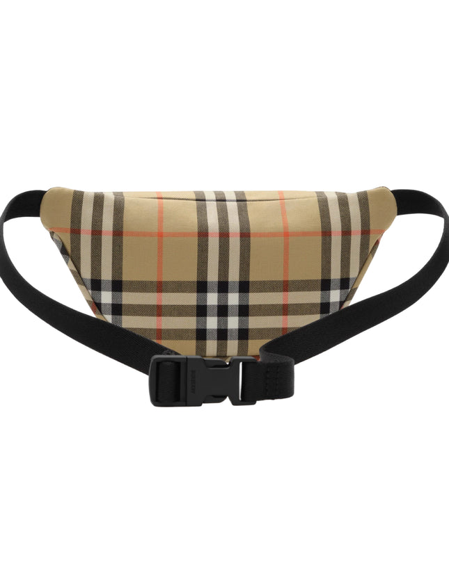kids atelier burberry Sand Beige Check Cotton Canvas Belt Bag