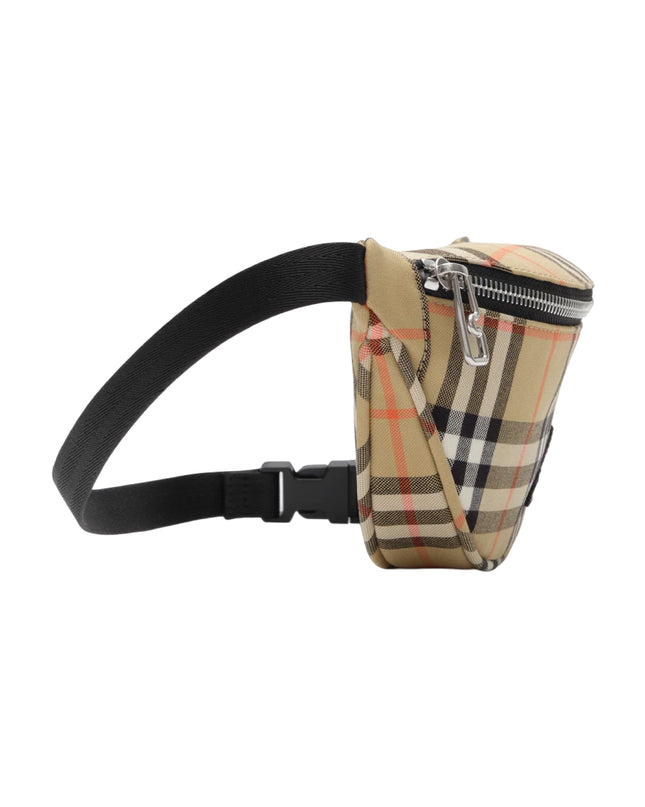 kids atelier burberry Sand Beige Check Cotton Canvas Belt Bag