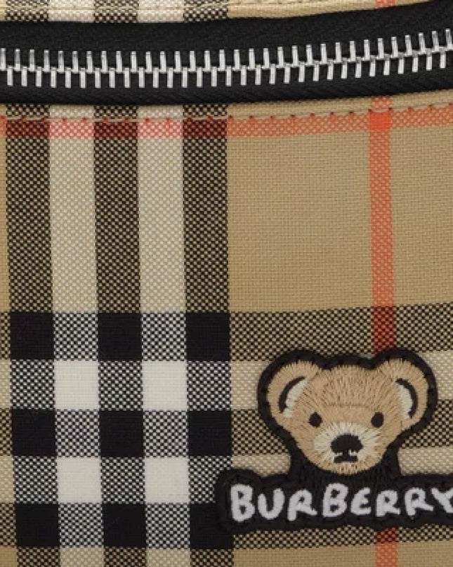 kids atelier burberry Sand Beige Check Cotton Canvas Belt Bag