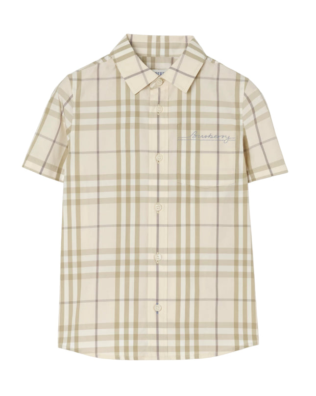 kids atelier burberry Sesame Beige Check Cotton Shirt