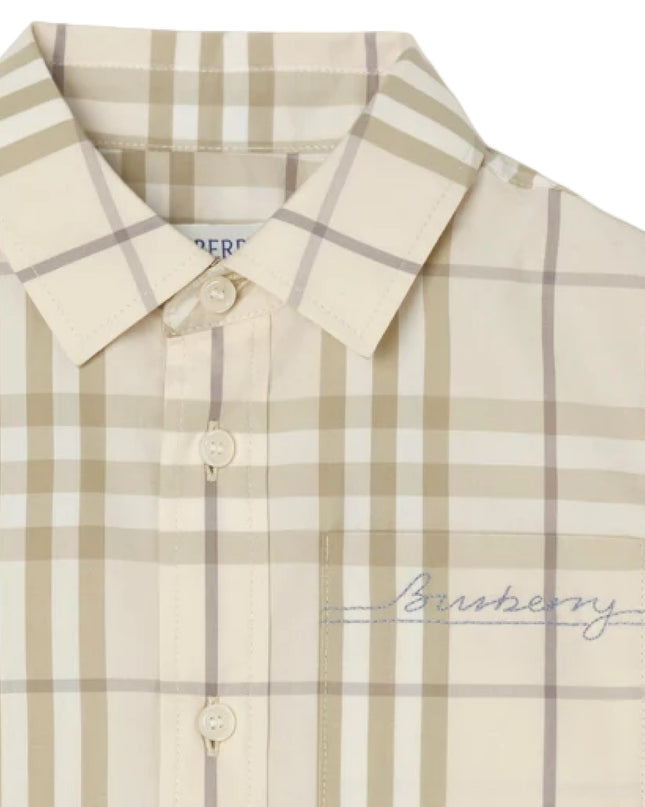 kids atelier burberry Sesame Beige Check Cotton Shirt