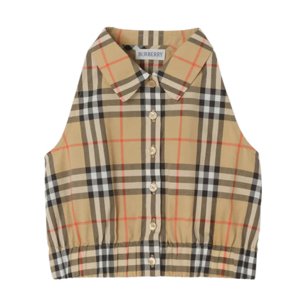 kids atelier burberry Sand Beige Cropped Check Shirt