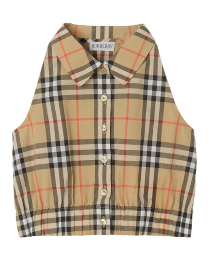 kids atelier burberry Sand Beige Cropped Check Shirt