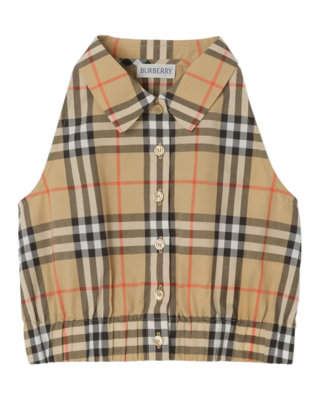 kids atelier burberry Sand Beige Cropped Check Shirt