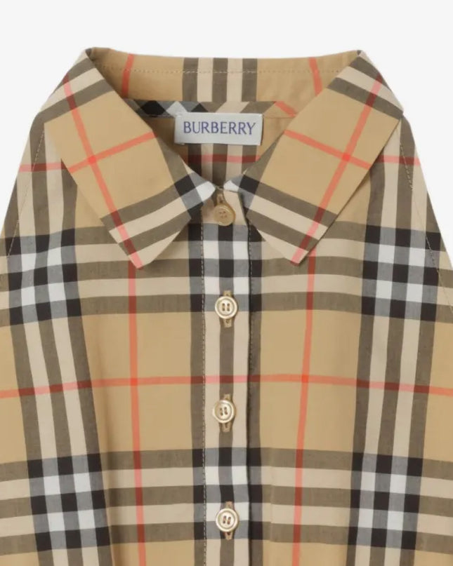 kids atelier burberry Sand Beige Cropped Check Shirt