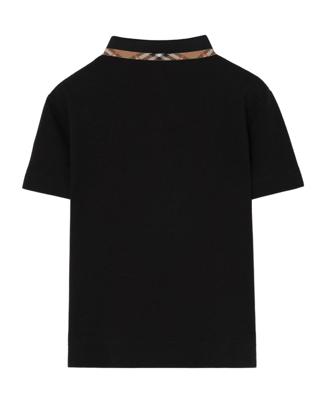 kids atelier burberry Black Cotton Piqué Polo Shirt