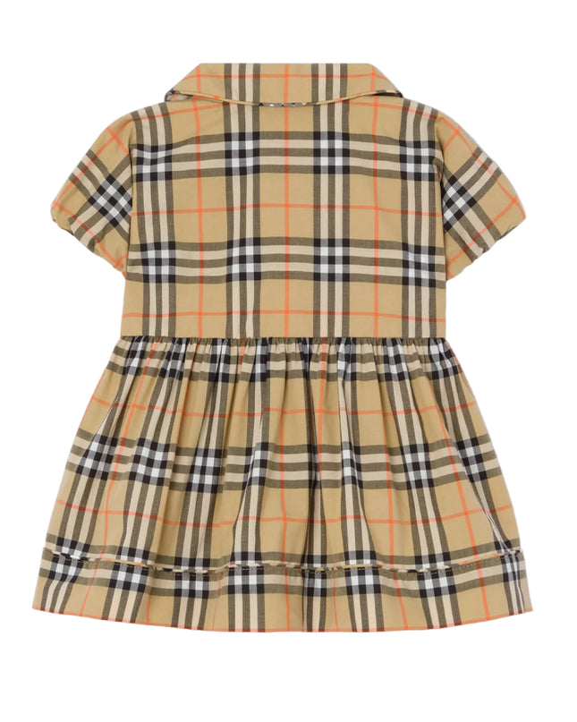 kids atelier burberry Sand Beige Check Cotton Dress Set