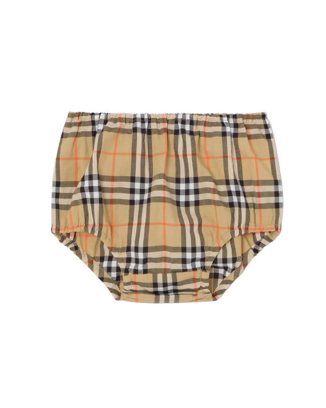 kids atelier burberry Sand Beige Check Cotton Dress Set