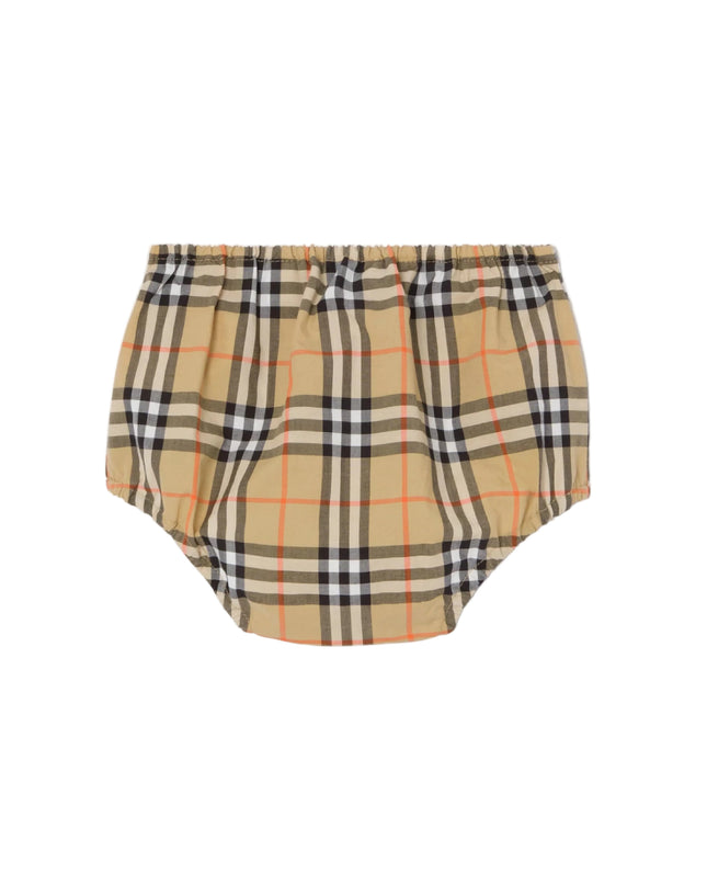 kids atelier burberry Sand Beige Check Cotton Dress Set