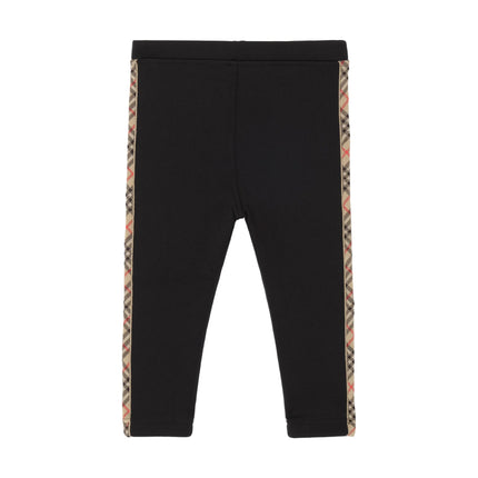 kids atelier burberry Black Check Trim Nylon Leggings 8126650-C