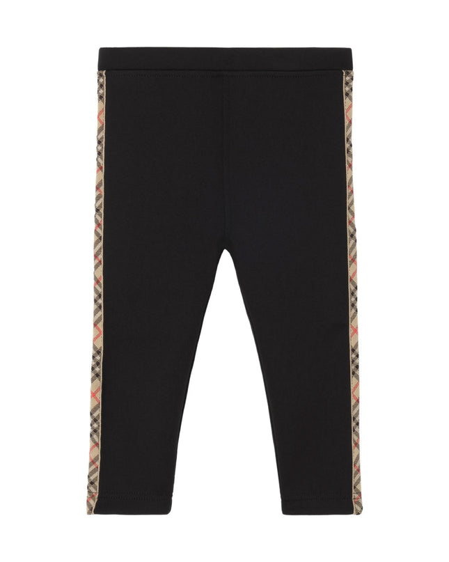 kids atelier burberry Black Check Trim Nylon Leggings