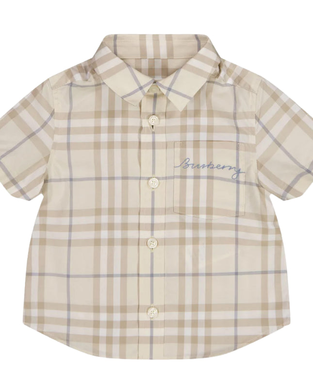 kids atelier burberry Sesame Beige Check Cotton Shirt