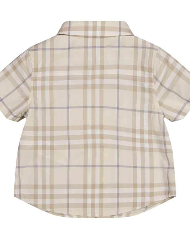 kids atelier burberry Sesame Beige Check Cotton Shirt