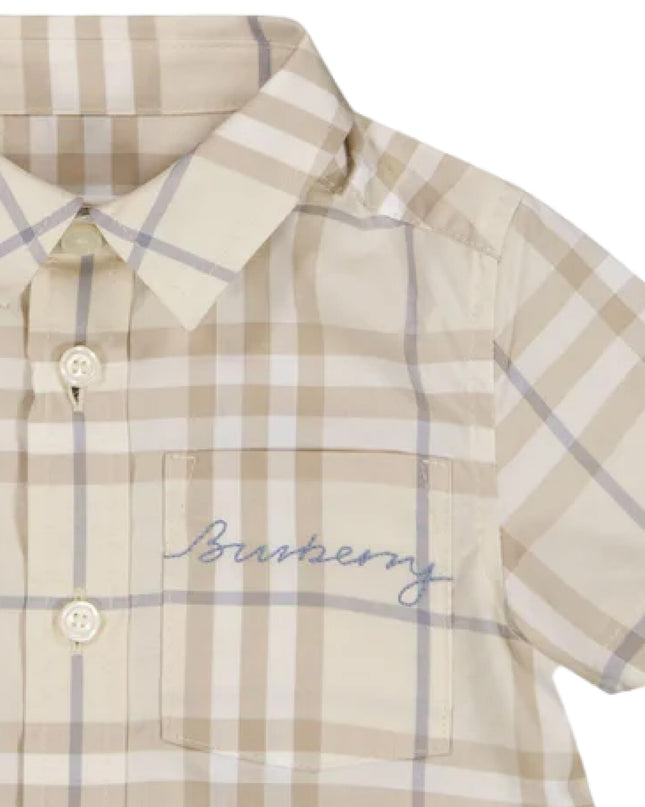 kids atelier burberry Sesame Beige Check Cotton Shirt