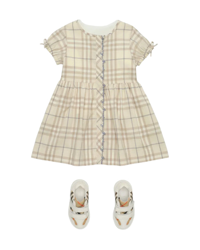 kids atelier burberry Sand Beige Check Cotton Dress