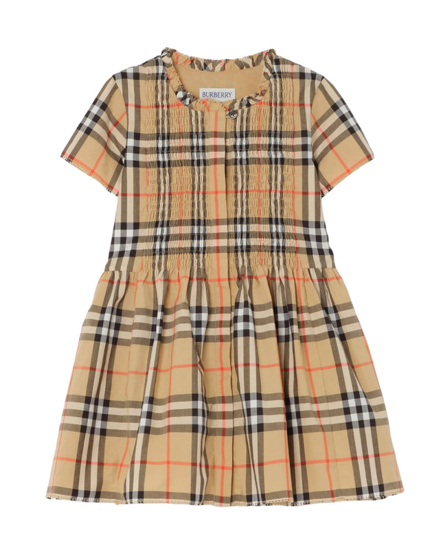 kids atelier burberry Sand Beige Check Cotton Dress