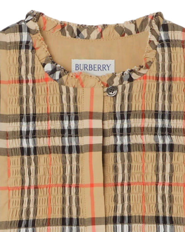 kids atelier burberry Sand Beige Check Cotton Dress