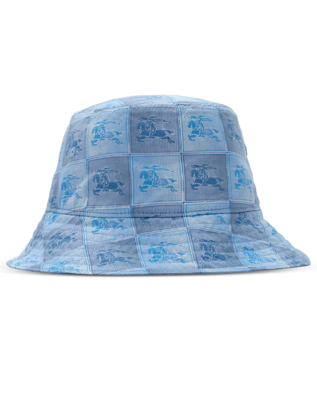 kids atelier burberry Cornflower Blue EKD Checkerboard Cotton Bucket Hat