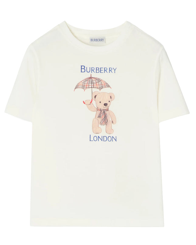 kids atelier burberry White London Bear Cotton T-shirt