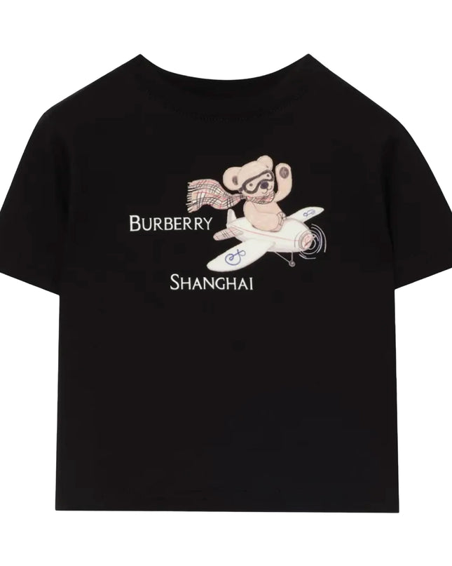 kids atelier burberry Black Shanghai Bear Cotton T-Shirt