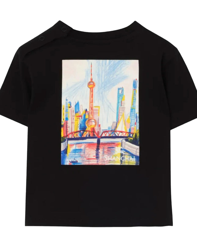 kids atelier burberry Black Shanghai Bear Cotton T-Shirt