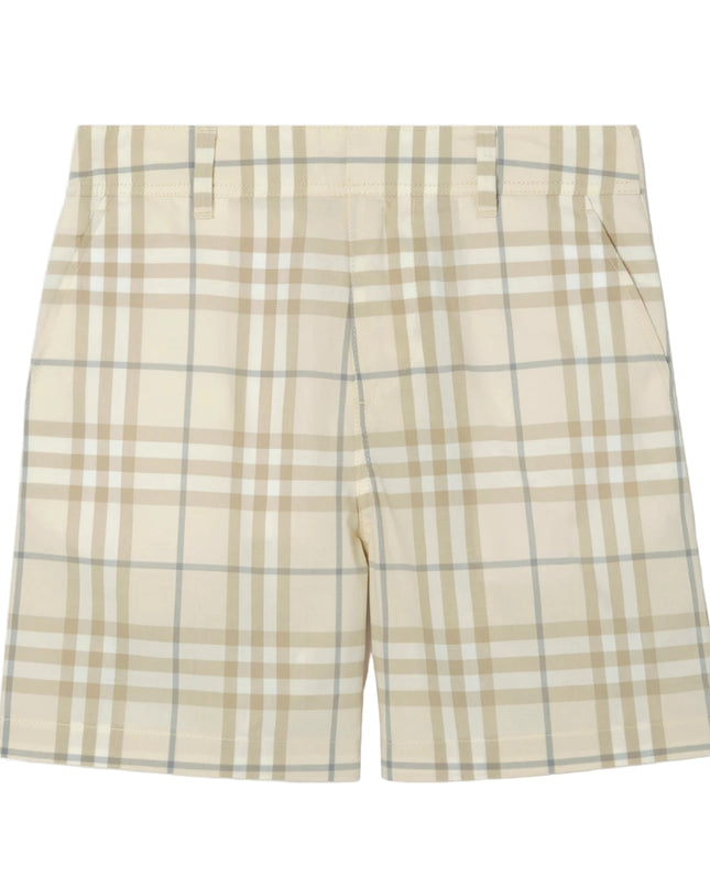 kids atelier burberry Sesame Beige Check Cotton Shorts