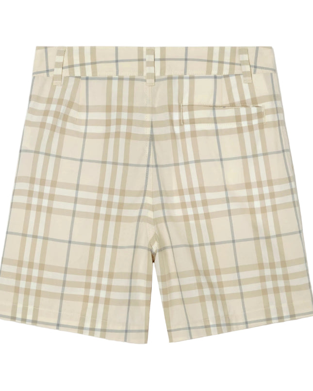 kids atelier burberry Sesame Beige Check Cotton Shorts