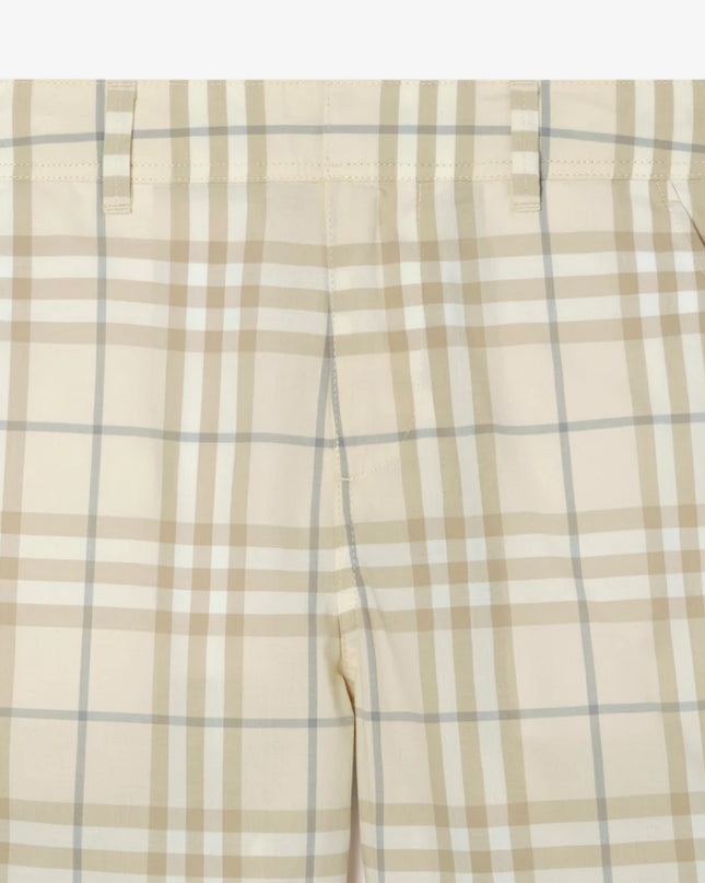 kids atelier burberry Sesame Beige Check Cotton Shorts