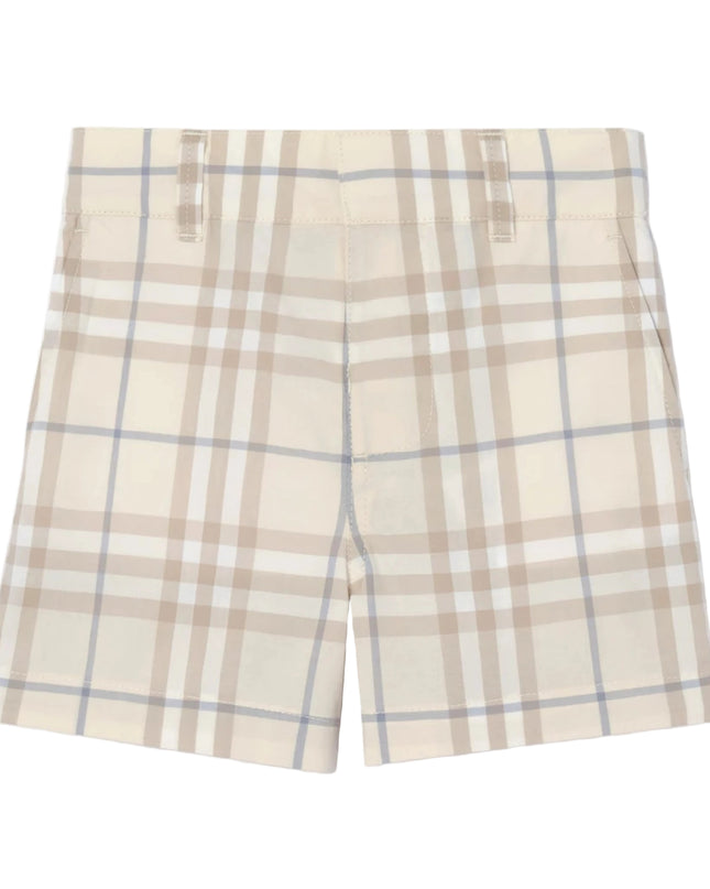 kids atelier burberry Sesame Beige Check Cotton Shorts