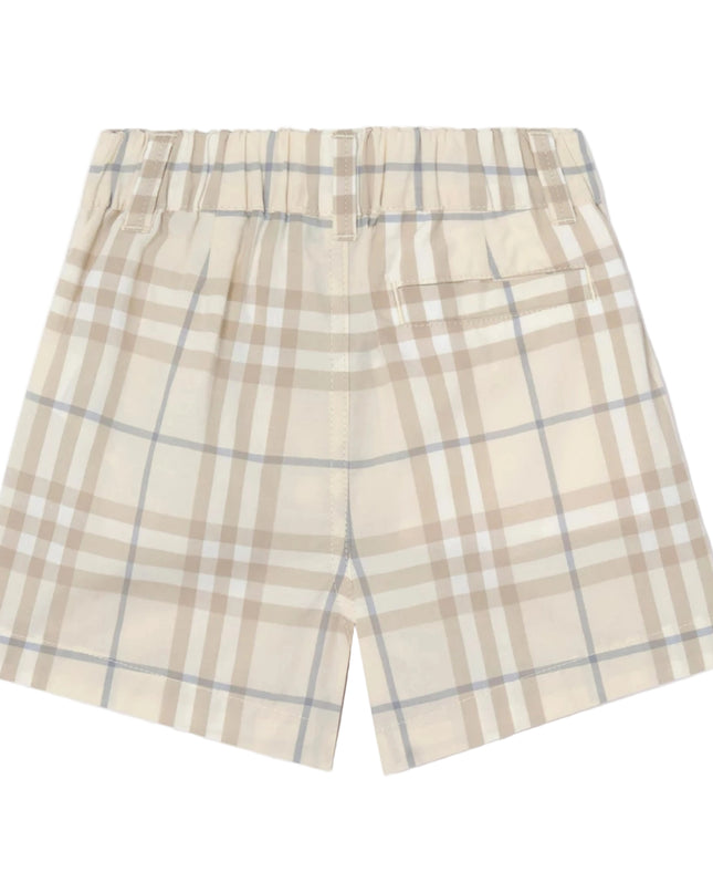 kids atelier burberry Sesame Beige Check Cotton Shorts