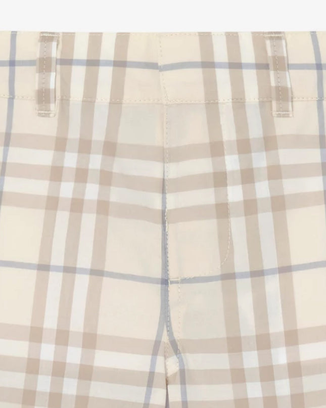 kids atelier burberry Sesame Beige Check Cotton Shorts