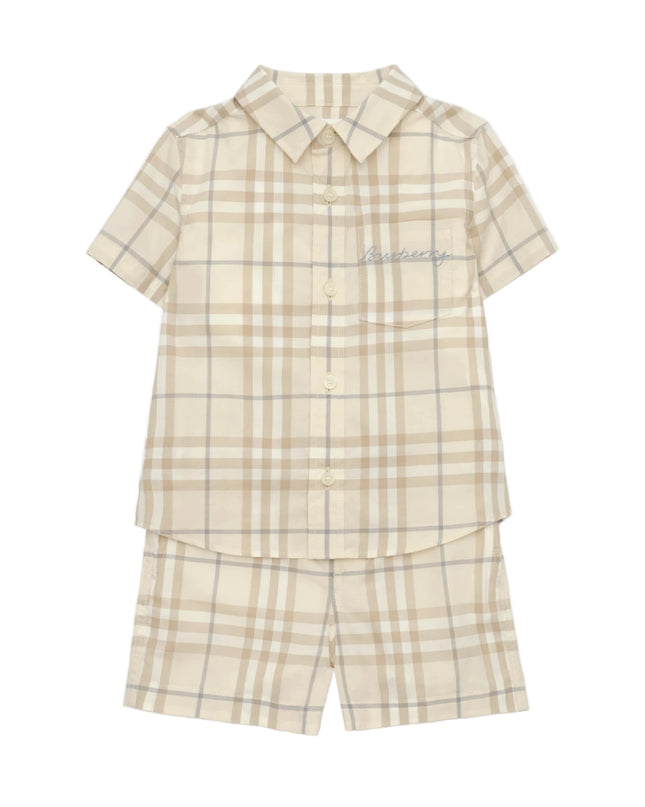 kids atelier burberry Sesame Beige Check Cotton Shorts