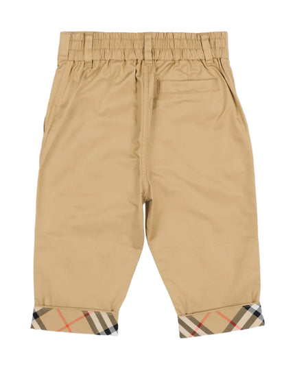 kids atelier burberry Sand Cotton Twill Check-Cuff Pants