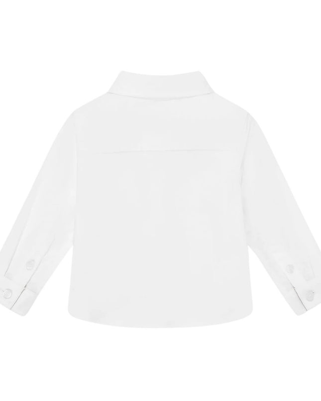 kids atelier burberry White Cotton Oxford Long‑Sleeved Shirt