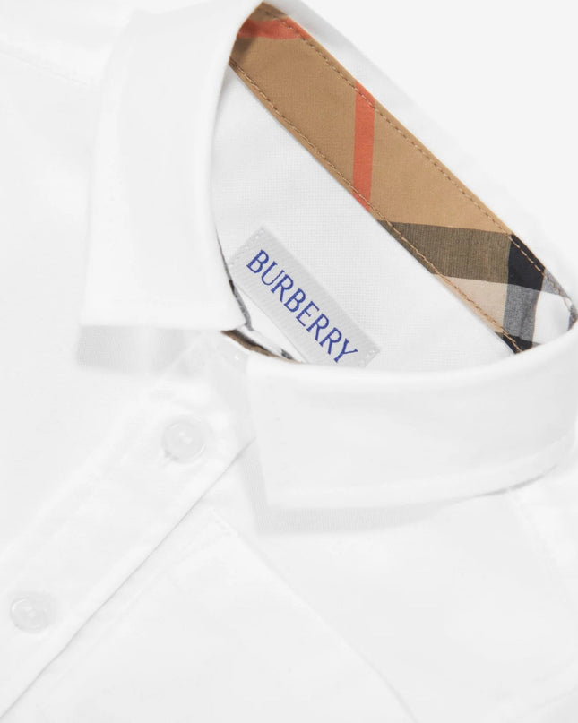 kids atelier burberry White Cotton Oxford Long‑Sleeved Shirt