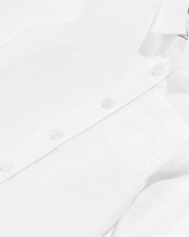 kids atelier burberry White Cotton Oxford Long‑Sleeved Shirt