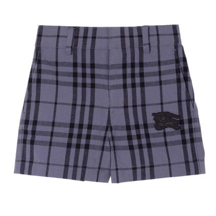 kids atelier burberry Damson Blue Check Cotton Shorts with Knight Motif