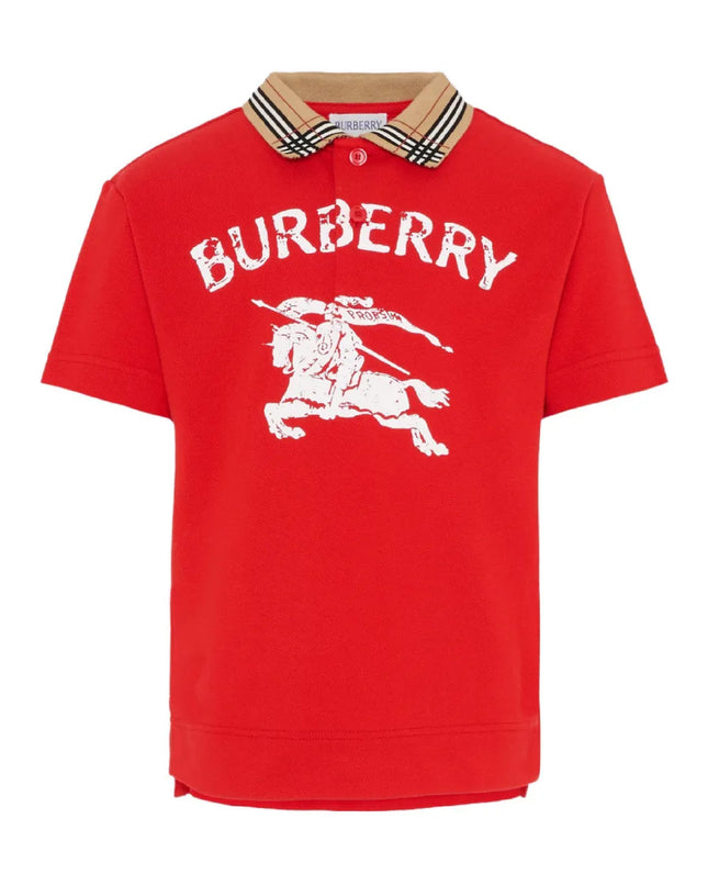 kids atelier burberry Red T-shirt with Equestrian Knight Design on The Front