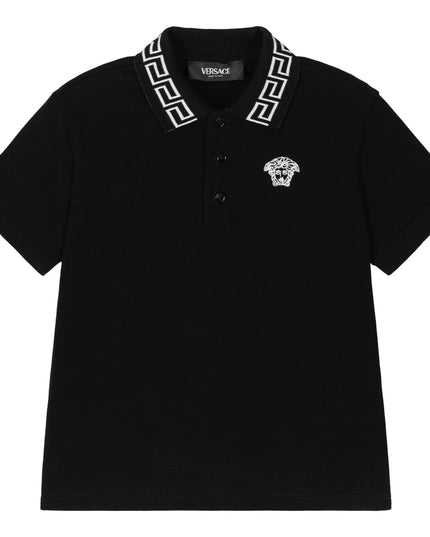 Versace-POLO PIQUET + MEDUSA EMBROIDERY-1016467-1A11673-2B020-Black+White