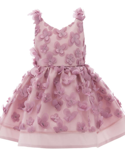 Tulleen-2207-Mauve-Lago-Double Layer Floral Appliques Dress