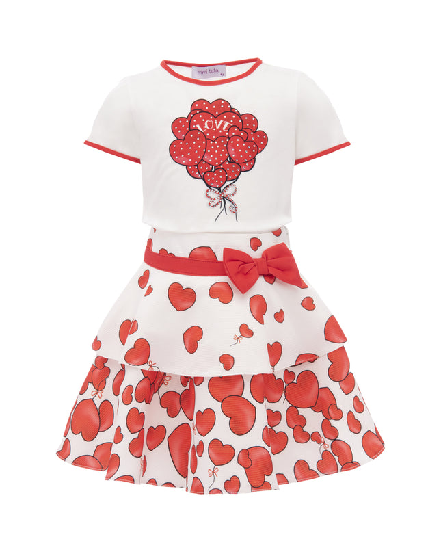 Mimi Tutu-Red Hearts Skirt Top Set-310502CA-Red