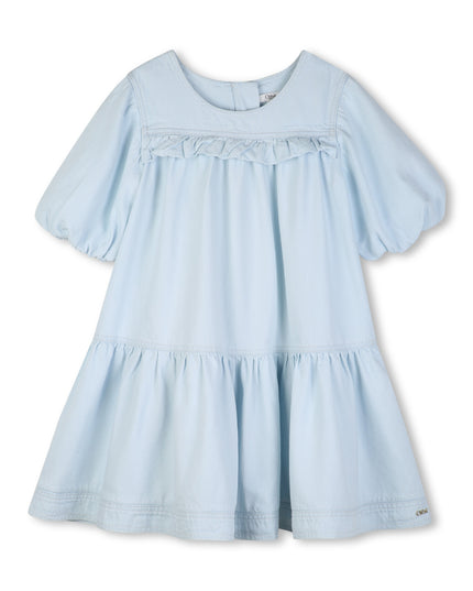kids atelier Chloe Denim Ruffled Flared Dress