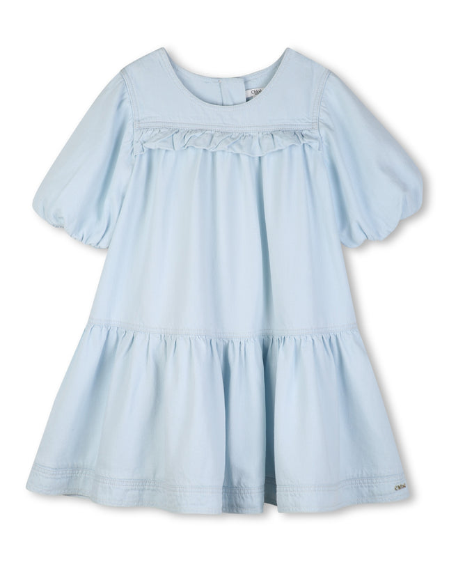 kids atelier Chloe Denim Ruffled Flared Dress