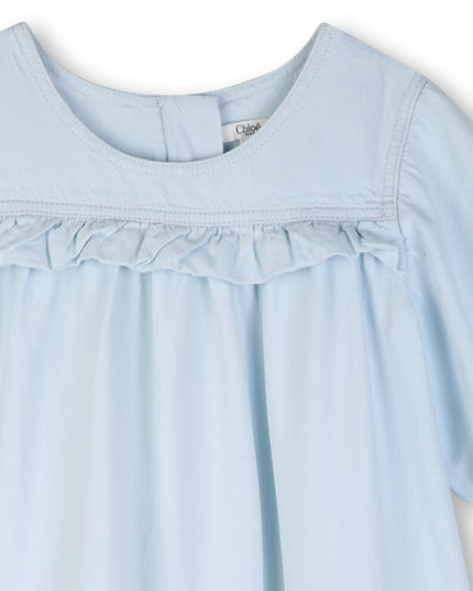 kids atelier Chloe Denim Ruffled Flared Dress