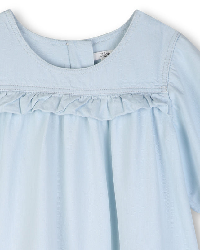 kids atelier Chloe Denim Ruffled Flared Dress