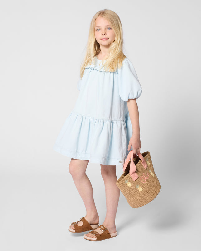 kids atelier Chloe Denim Ruffled Flared Dress