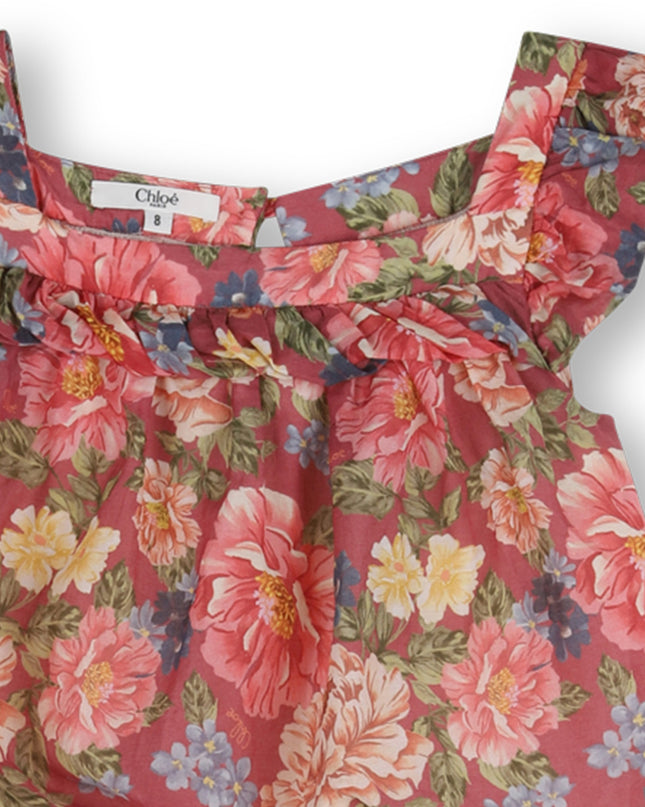 kids atelier chloe Garnet Rose Floral Jumpsuit