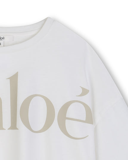 kids atelier chloe White Chloé Cropped Logo T-Shirt