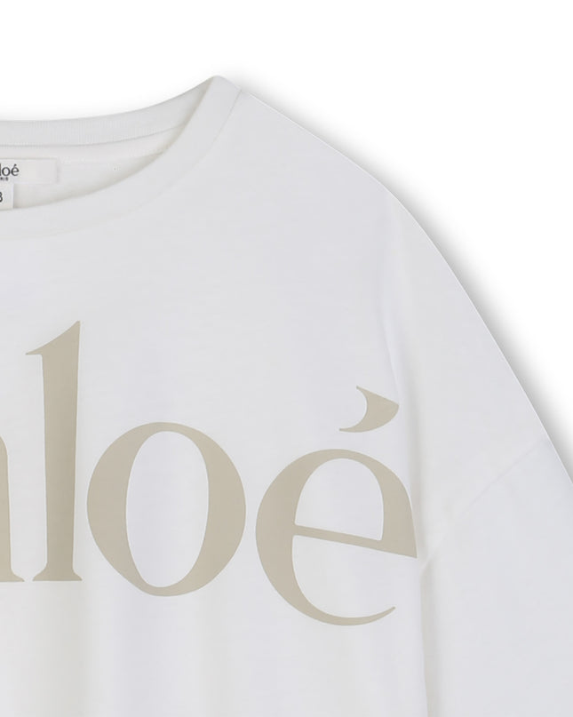 kids atelier chloe White Chloé Cropped Logo T-Shirt