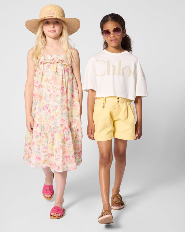 kids atelier chloe White Chloé Cropped Logo T-Shirt